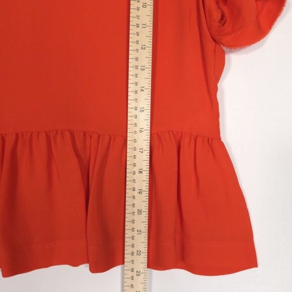 VERONICA BEARD 100% SILK Peplum Top Short‎ Sleeve Tee Orange S172-SGG4370 Size 6 - Picture 6 of 8